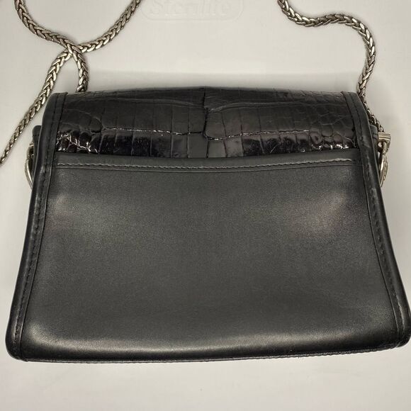 Vintage Authentic Brighton Croc Embossed Leather Chain Strap Small Crossbody - Picture 5 of 10